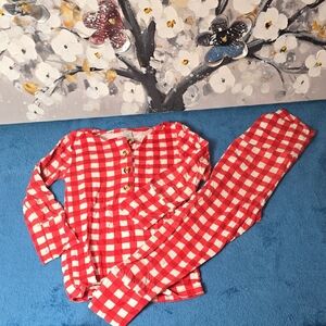 Lou Lou & Company Red and White Checkered Top & Bottom Set 2t